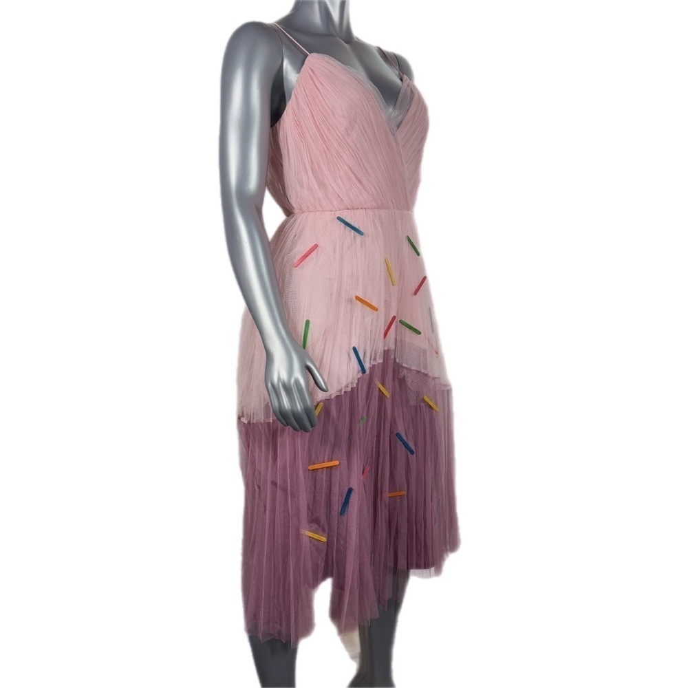 ASOS Pink and Purple Midi Tulle Dress with High-Low Hem & Custom Detailed - Picture 4 of 12